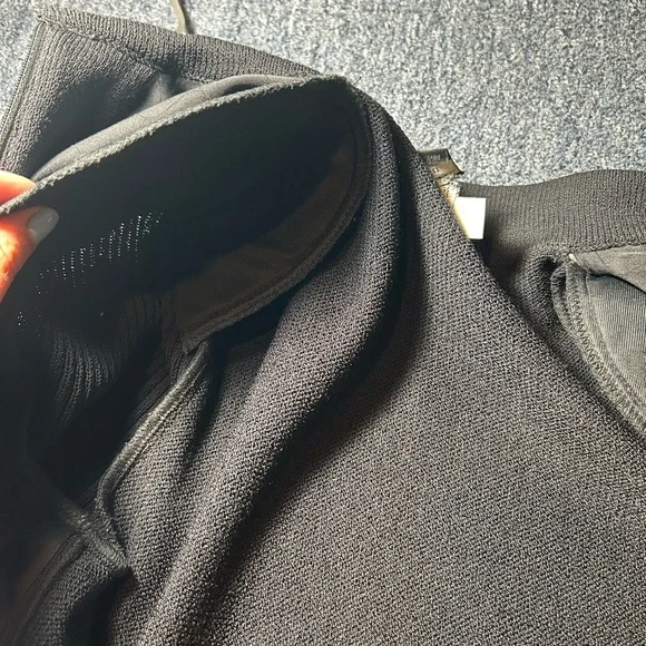 St. John Collection Black Leather Panel Zip Up Sweater - Picture 5 of 7